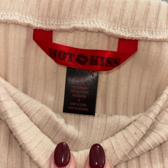 Hot Kiss Beige Ribbed Top - Picture 3 of 3